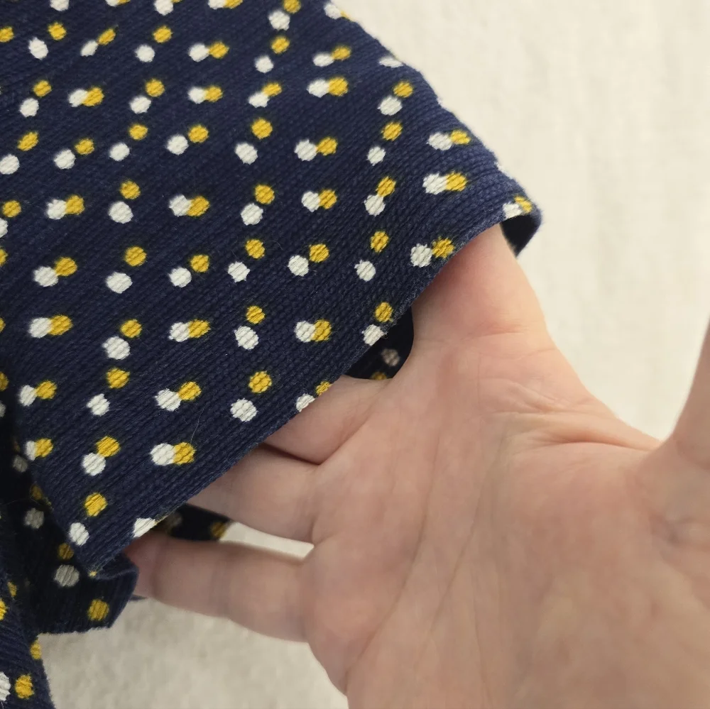 BODEN Navy Blue W/ White&yellow Dots S Sleeve Shift Zip Back Cotton Dress. Sz 8 - Picture 5 of 12